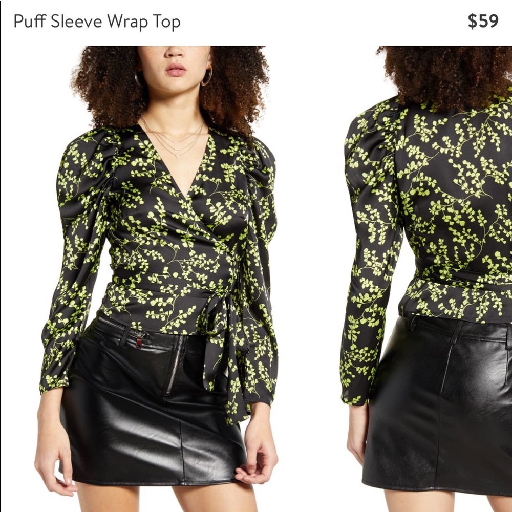 Leith puff sleeve wrap top